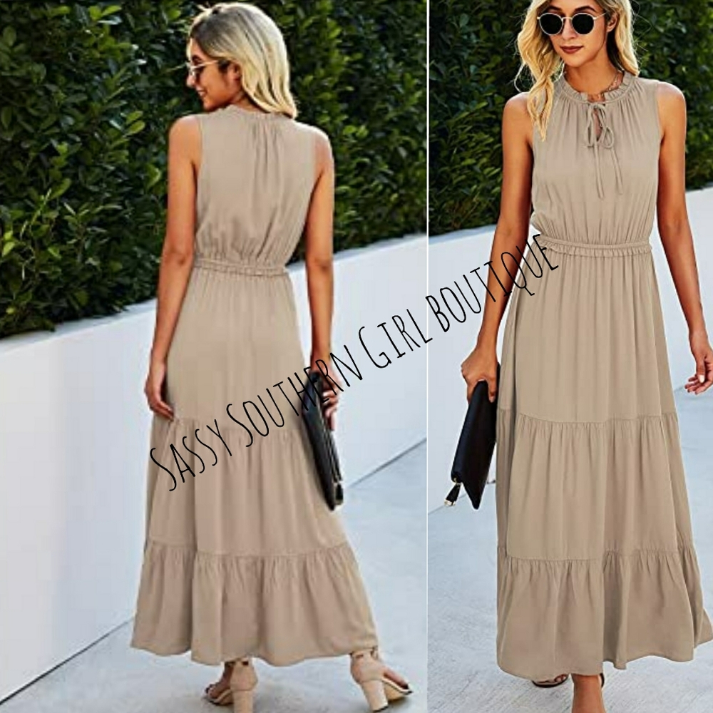 🆕⭐ Boho khaki halter maxi dress